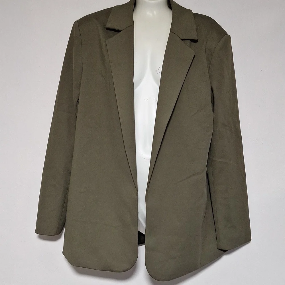 Elegant Olive Green Women's Jacket Blazer - Picture 5 of 12